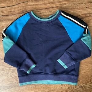 Hanna Andersson Colorblock Terry Sweatshirt with Striped Sleeves